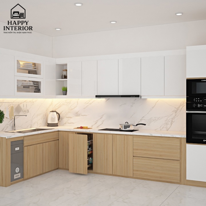 Mẫu Tủ Bếp Gỗ Công Nghiệp MS135