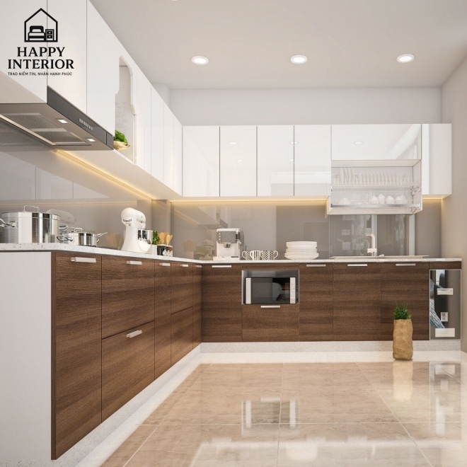 Mẫu Tủ Bếp Gỗ Công Nghiệp MS136